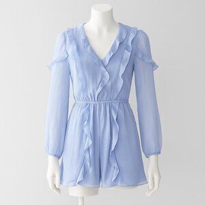 Hutch for Anthropologie Long-Sleeve Frilled Romper Size Small Blue NEW